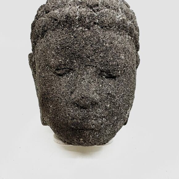Vintage Solid Lava Stone Buddha Head Bust - Picture 5 of 7